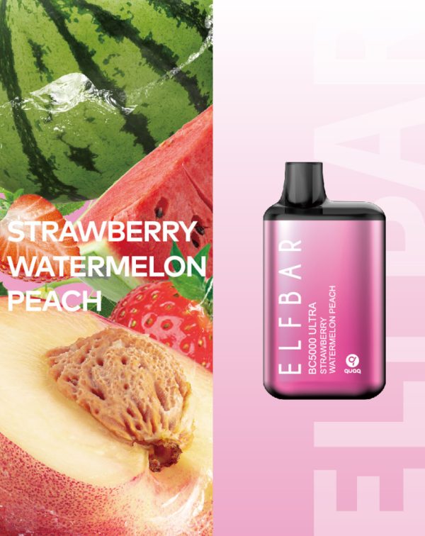 ELF BAR BC5000 ULTRA STRAWBERRY WATERMELON PEACH 5%  RECHARGEABLE